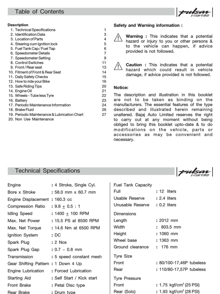 BAJAJ PULSAR NS 125 SERVICE MANUAL PDF visual data 6