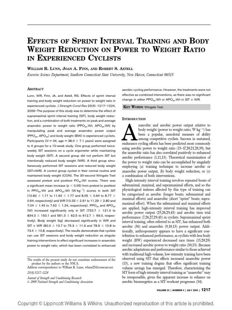Effects of Sprint Interval Training and Body.24 | PDF | High Intensity ...