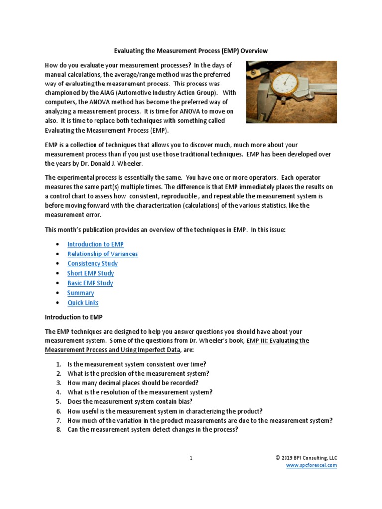 Evaluating The Measurement Process (EMP) Overview | PDF | Standard ...