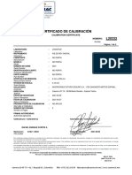 Certificado de Calibración L20332: Calibration Certificate Número