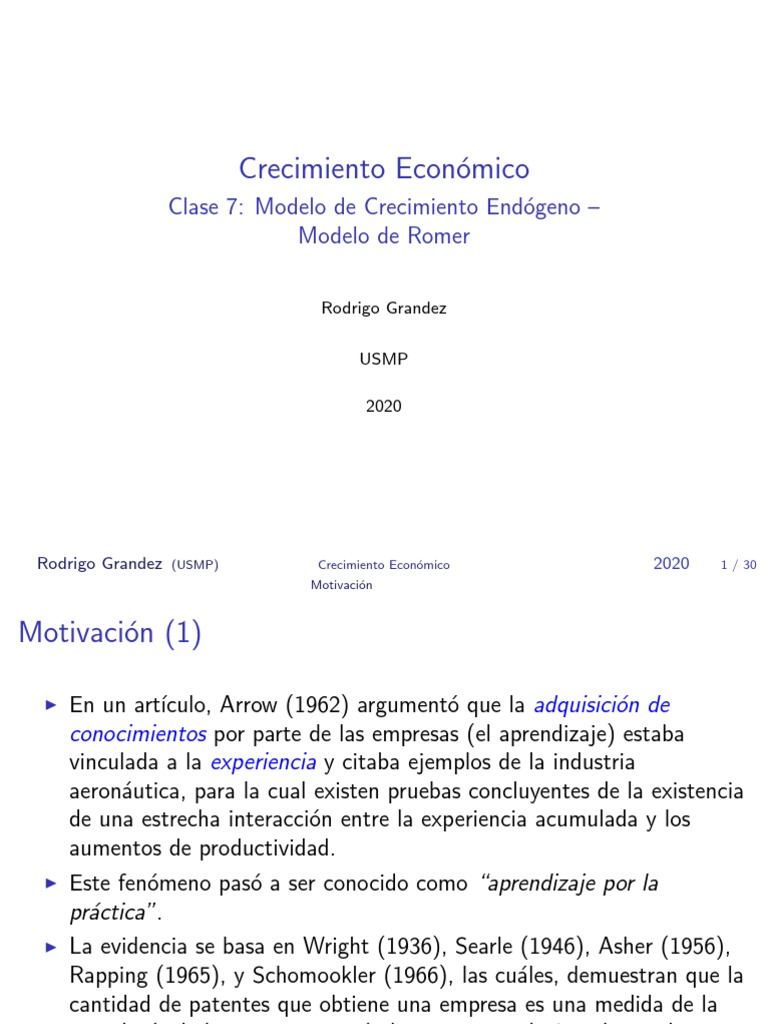 Modelo Romer | PDF | Crecimiento económico | Ciencias económicas