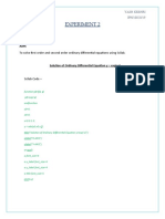 Experiment 2: To Solve First Order and Second Order Ordinary Differential Equations Using Scilab