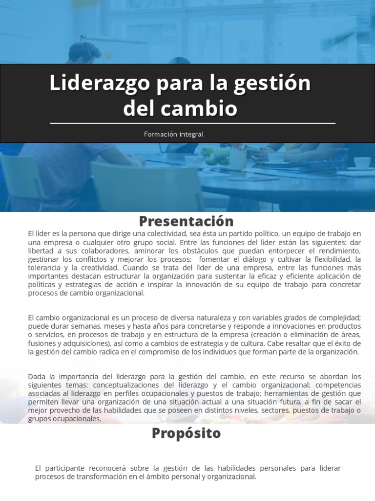 Liderazgo en la Gestión del Cambio | PDF | Gestión del cambio | Liderazgo