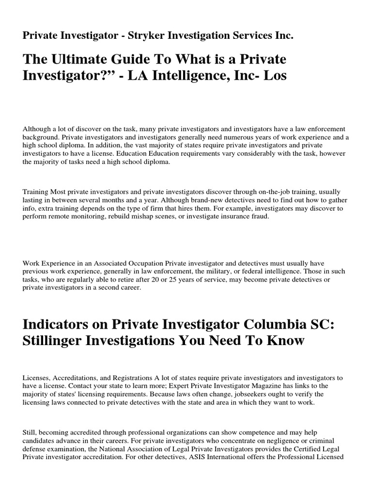 Private Investigator Career Guide | PDF | Private Investigator | Detective