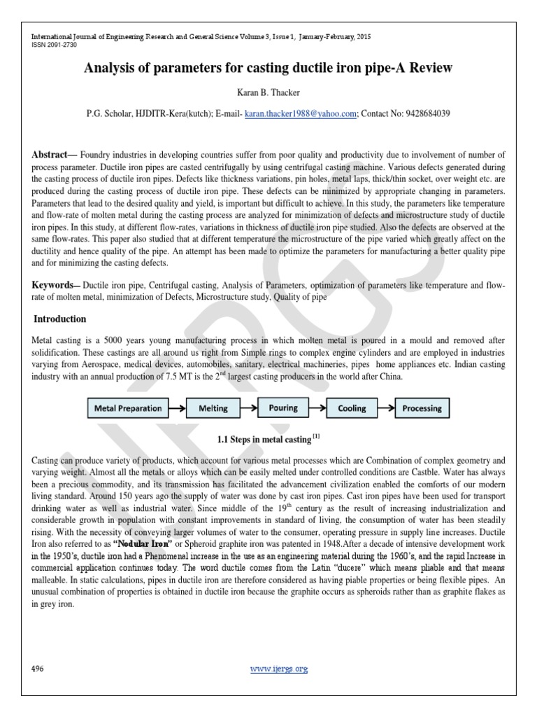 Ductile Iron Pipe Casting Defect Analysis | PDF | Casting (Metalworking ...