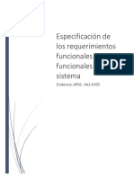 Especificación de Los Requerimientos Funcionales y No Funcionales Del Sistema