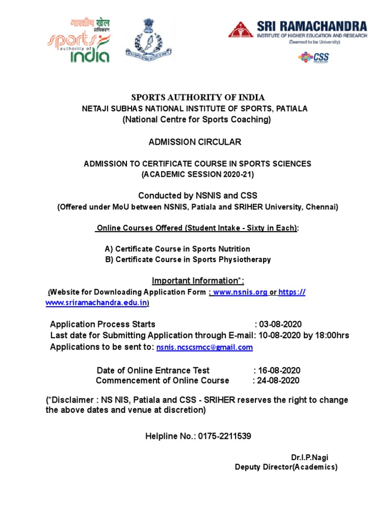 Sports Authority of India: WWW - Sriramachandra.edu - in | PDF ...
