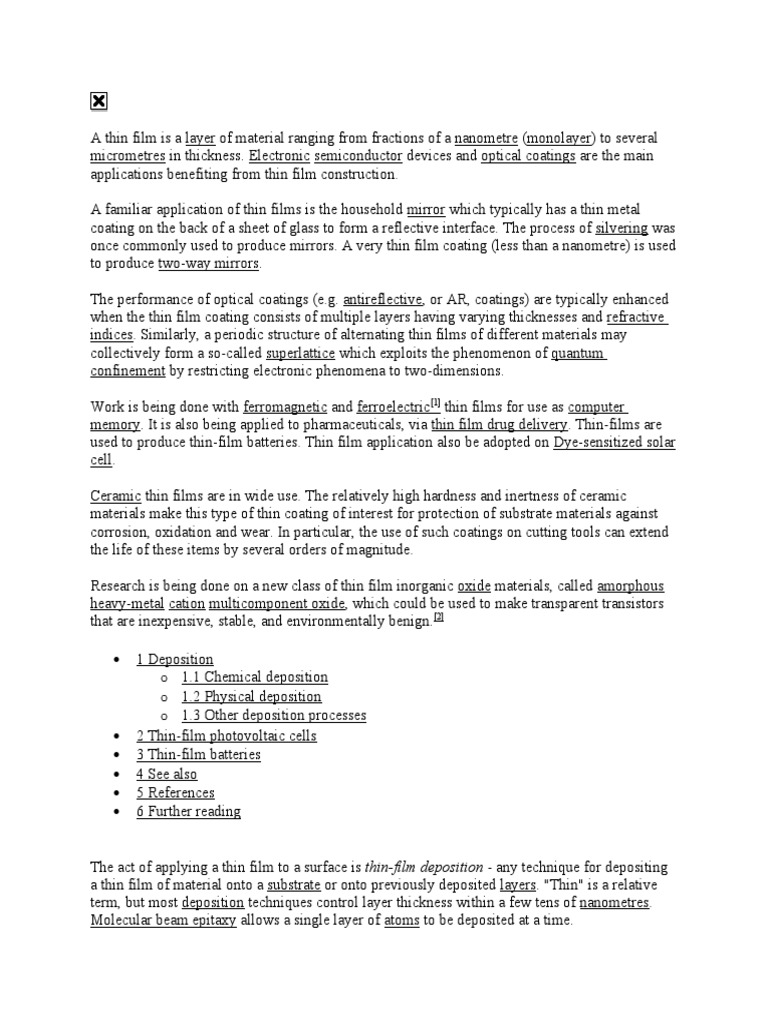 Understanding Thin Film Technology | PDF | Chemical Vapor Deposition ...