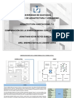 Comparación gráfica de la Domus Romana y la vivienda actual