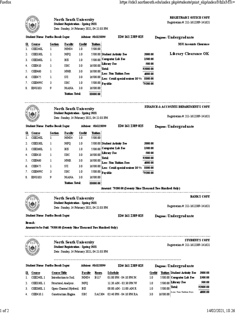 North South University: ID# 161 2389 025 Degree | PDF | Education Finance | Education Economics