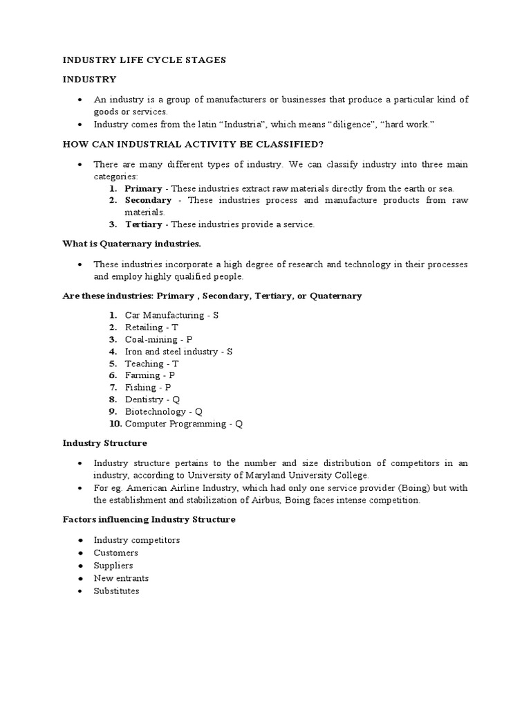 Industry Life Cycle & Structure | PDF | Marketing | Business Process