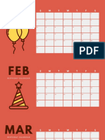 Monthly Birthday Calendar