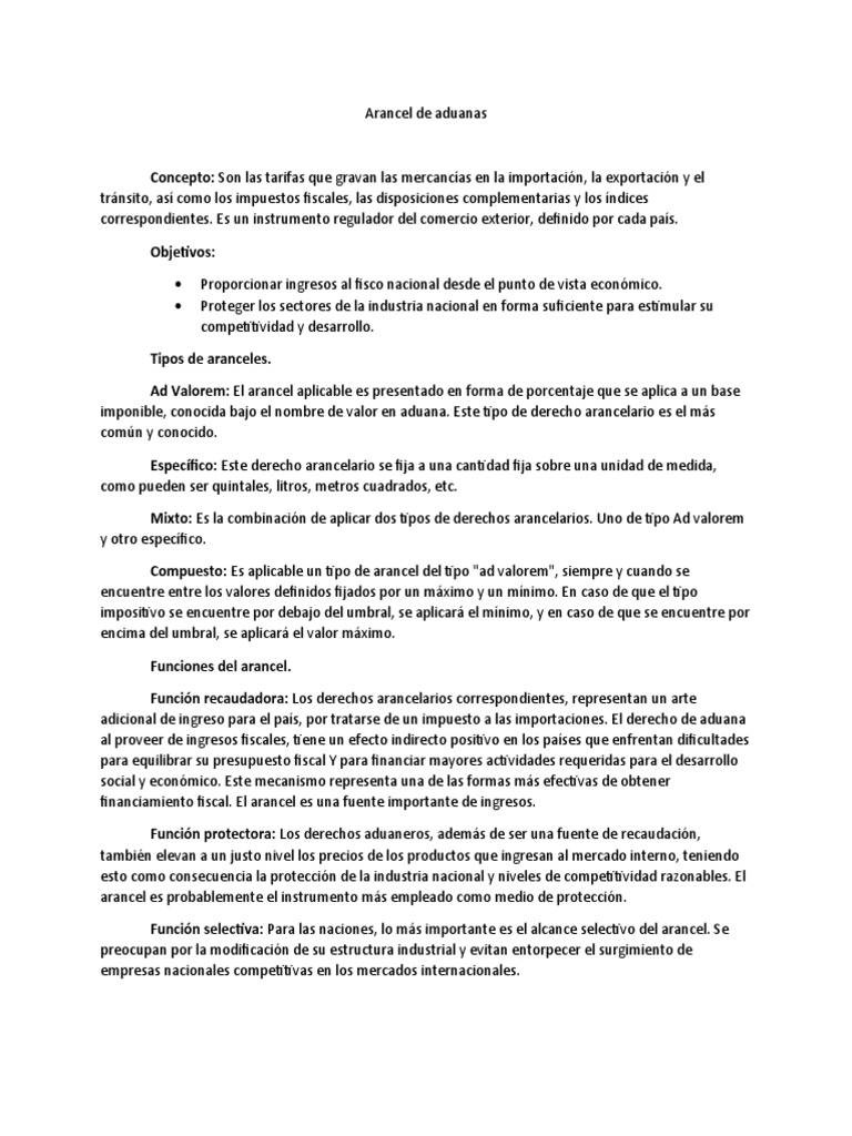 Arancel de Aduanas | PDF | Arancel | aduana
