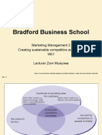 Bradford Business School: Marketing Management 2 Creating Sustainable Competitive Advantage Wk1 Lecturer Zom Musiyiwa