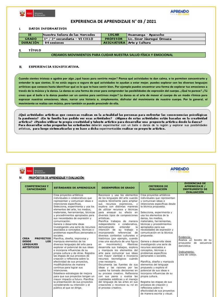 Danza y Salud Emocional en Secundaria | PDF | Bailes | Evaluación