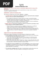 11 Economics - Measures of Dispersion - Notes and Video Links