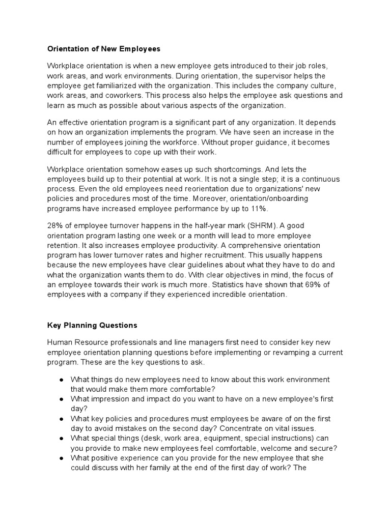 New Employee Orientation Essentials | PDF | Employment | Human Nature
