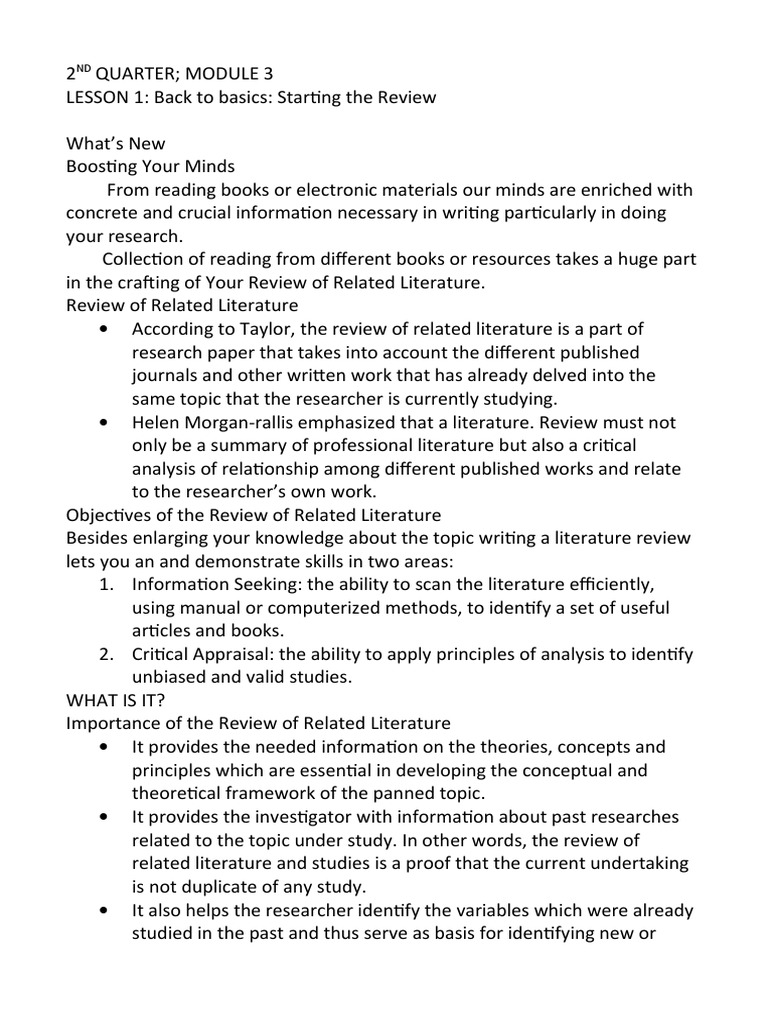Importance of Literature Review in Research | PDF