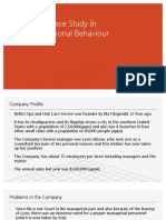 Bella's: Case Study in Organisational Behaviour