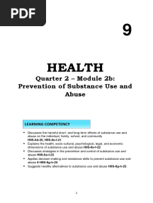 Health: Quarter 2 - Module 2b: Prevention of Substance Use and Abuse