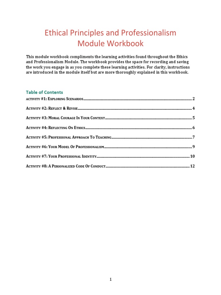 Ethics and Professionalism Workbook | PDF | Lgbt | LGBTQIA+ Studies