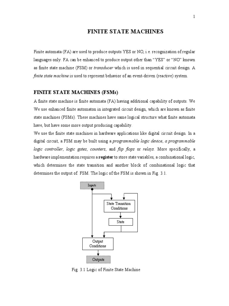 Finite State Machines | Download Free PDF | Logic Gate | Theory Of ...