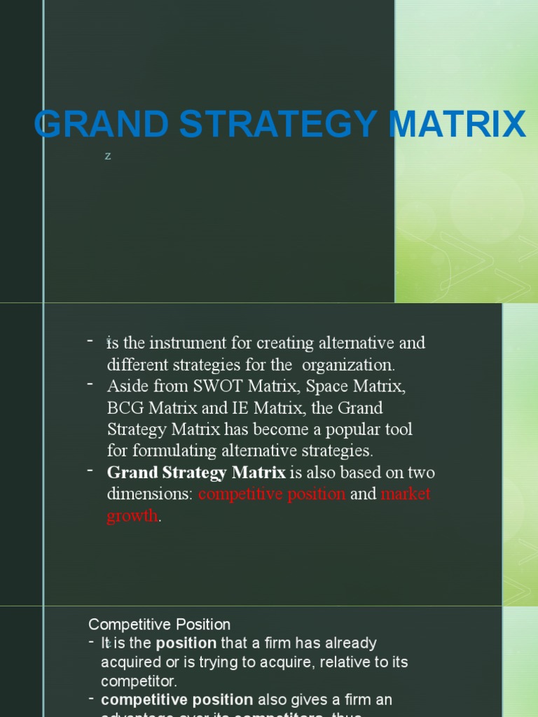 Grand Strategy Matrix Overview | PDF | Business | Finance & Money ...