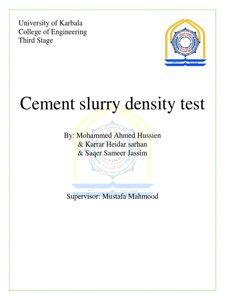 Cement Slurry Density Testing Methods | PDF | Density | Concrete