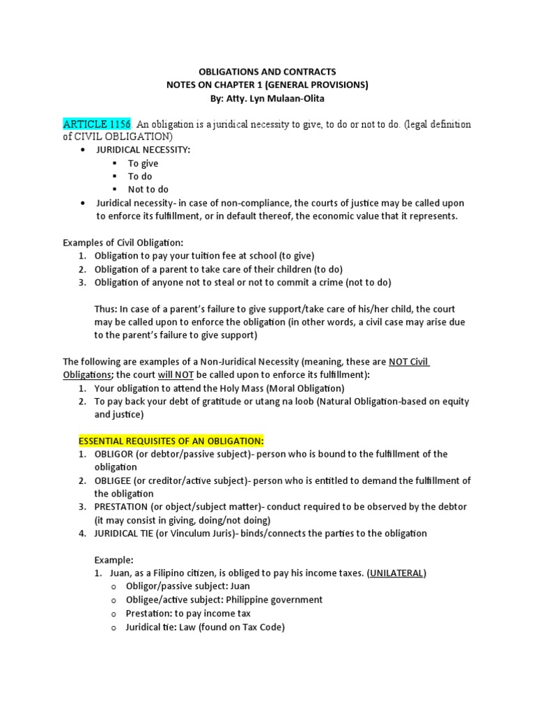General Provisions of Obligations | PDF | Law Of Obligations | Tort