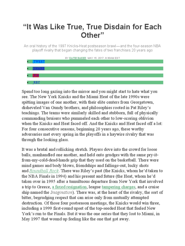 1997 Knicks vs. Heat | PDF | New York Knicks | Chicago Bulls