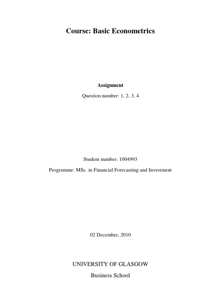 Basic Econometrics Assignment Analysis | PDF | Errors And Residuals ...