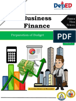 Business Finance: Preparation of Budget