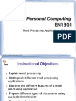 Word Processing Teachers Note Section 2 Part I