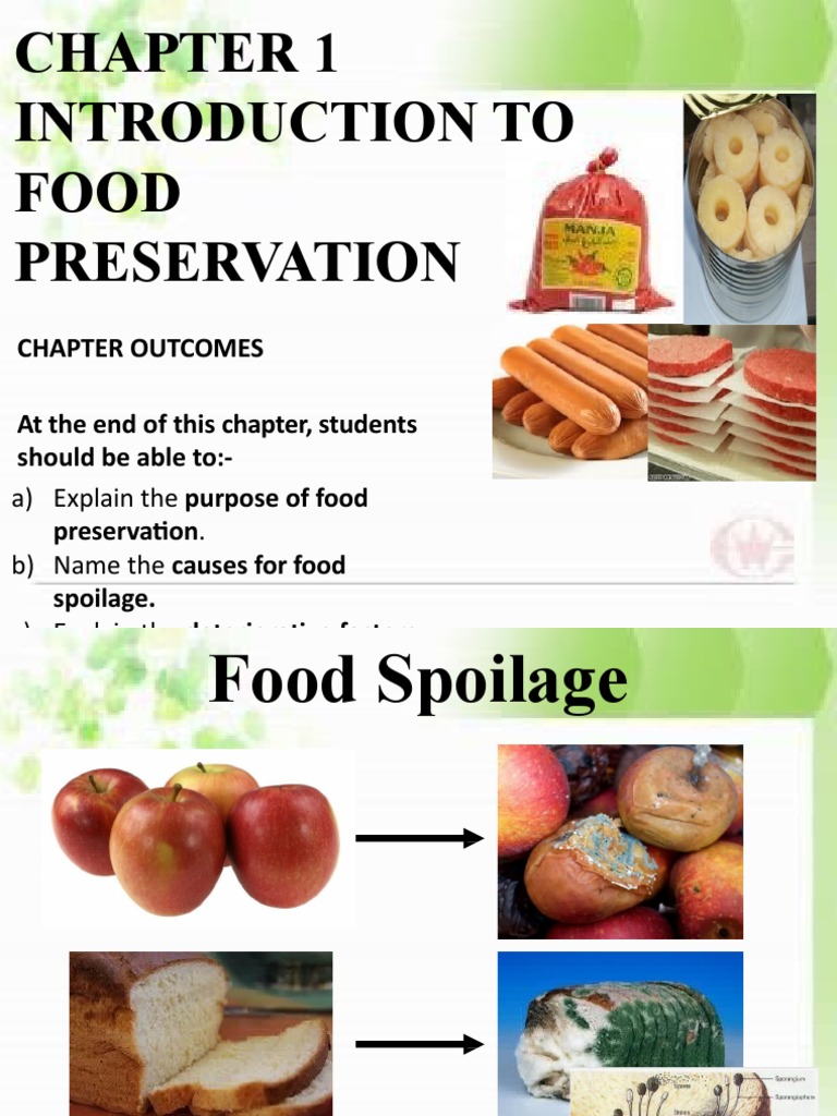 Chapter 1 Introduction To Food Preservation PDF Foodborne Illness