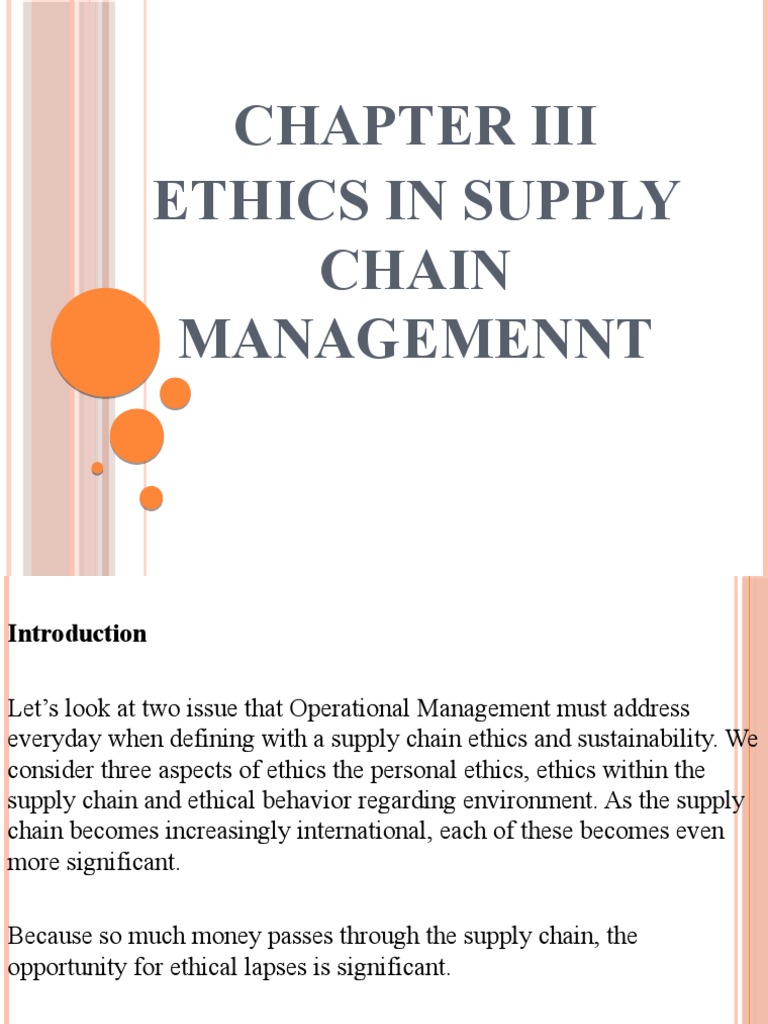 Ethics in Supply Chain Management PDF Supply Chain Integrity