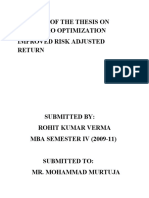 Synopsis of The Thesis On Portfolio Optimization Improved Risk Adjusted Return