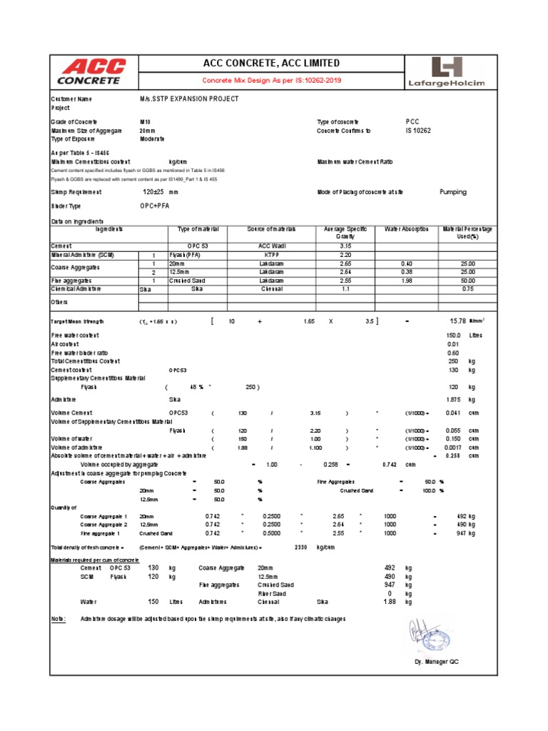 M10 Design Mix PDF Construction Aggregate Concrete