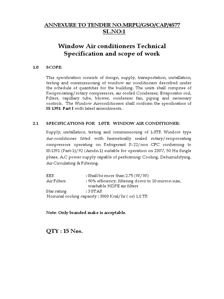 Window Ac | PDF | Air Conditioning | Cold