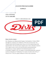 Divi's Laboratories LTD: Finanance For Managers Activity 2