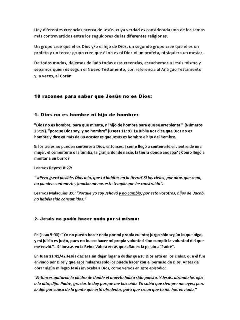 10 razones por las que Jesús no es Dios | PDF | Profeta | Jesús