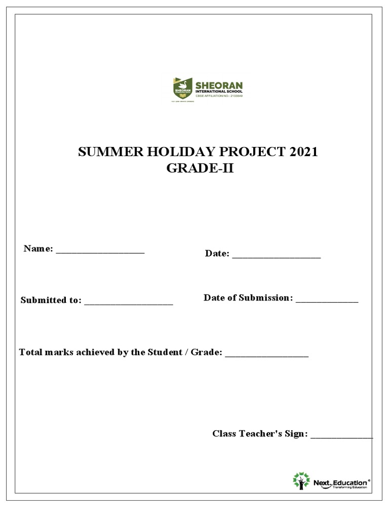 Grade 2 - Summer Holiday Homework-pages-Deleted | PDF