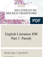 English Literature Holiday Homework