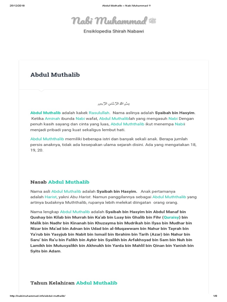 Abdul Muthalib - Nabi Muhammad | PDF