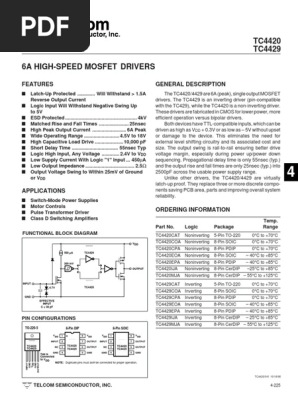 TC4420/TC4429 MOSFET Driver Datasheet | PDF | Logic Gate | Power