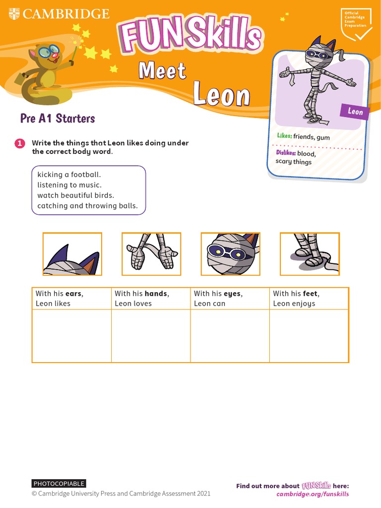 Pre A1 Starters Leon Worksheet | PDF | Clothing