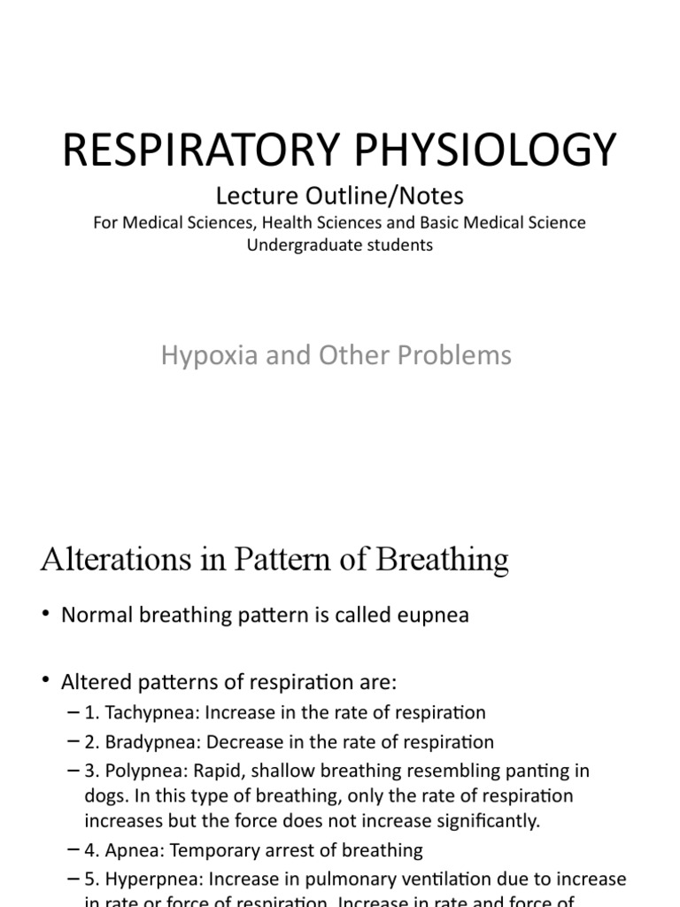 Respiratory Physiology Hypoxia and Other Problems PDF Hypoxia