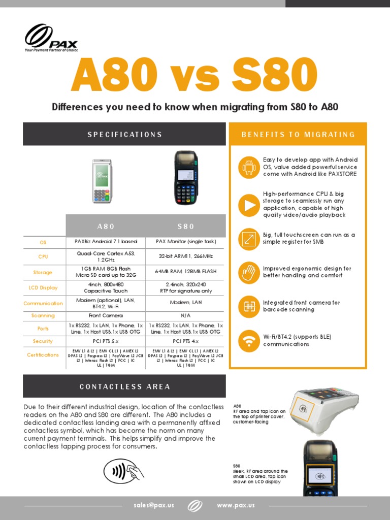A80 vs S80: Key Migration Insights | PDF | Emv | Android (Operating System)