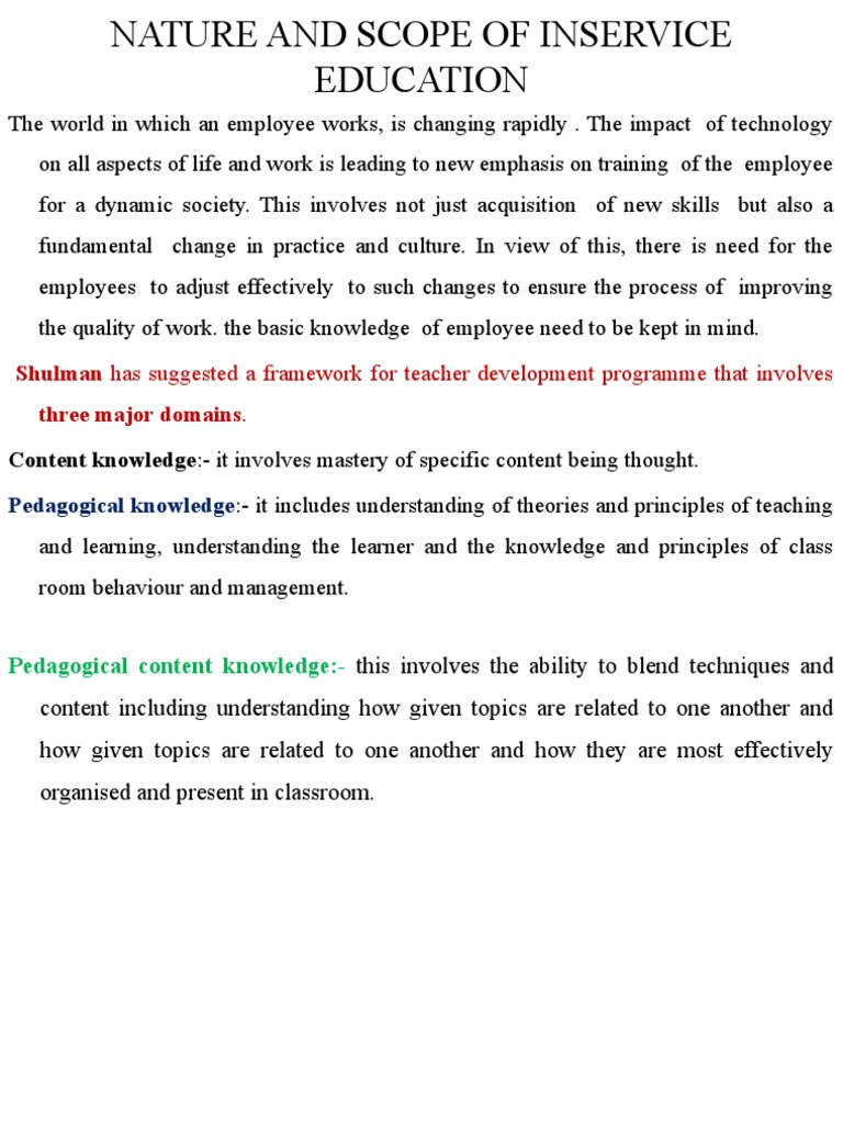 Nature and Scope of Inservice Education PDF