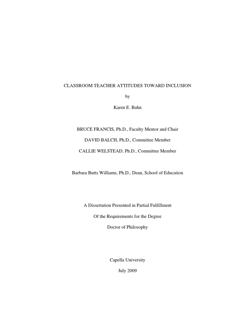 Classroom Teacher Attitudes Toward Inclusion | PDF | Inclusion ...