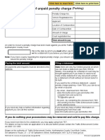 Order For Recovery of Unpaid Penalty Charge: (Parking)